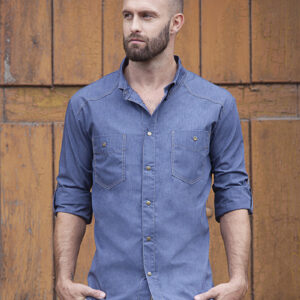 Męska kucharska koszula na guziki Jeans-Style - JM 30 - obrazek 1