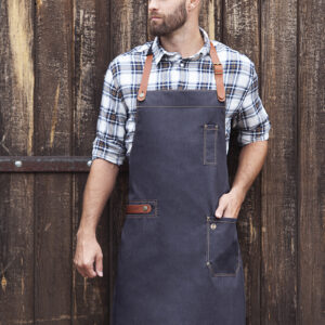 Fartuch kucharski z elementami skóry, 71 x 80 cm - LS 24 - obrazek 1